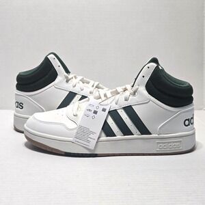 New Mens Adidas Hoops 3.0 Mid Classic Vintage Shoes White Green Gum 10.5 IG5570